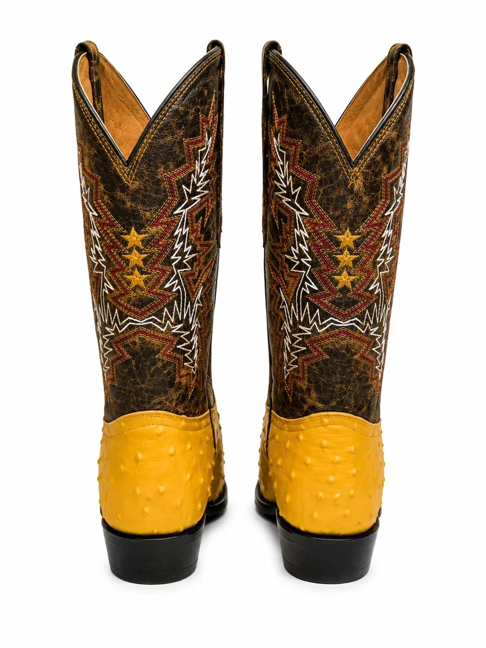 Mens Leather Reparo Mimics Ostrich-Textured Western Boots